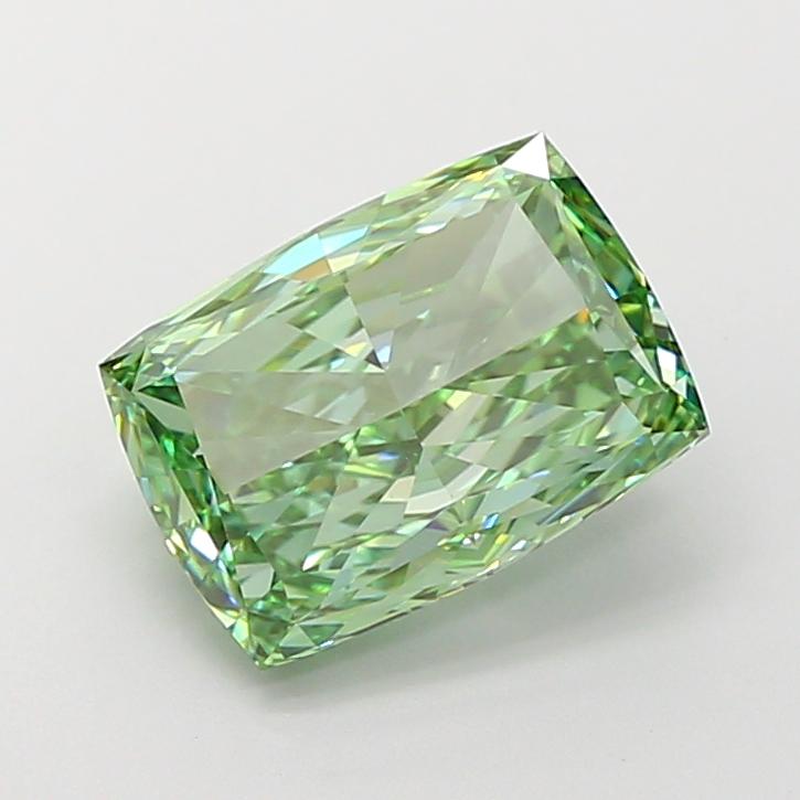 4.30 Ct. Fancy Vivid Green Cushion Lab Grown Diamond