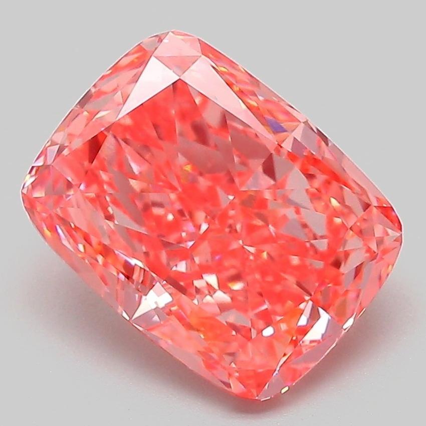 3.19 Ct. Fancy Vivid Pink Cushion Lab Grown Diamond