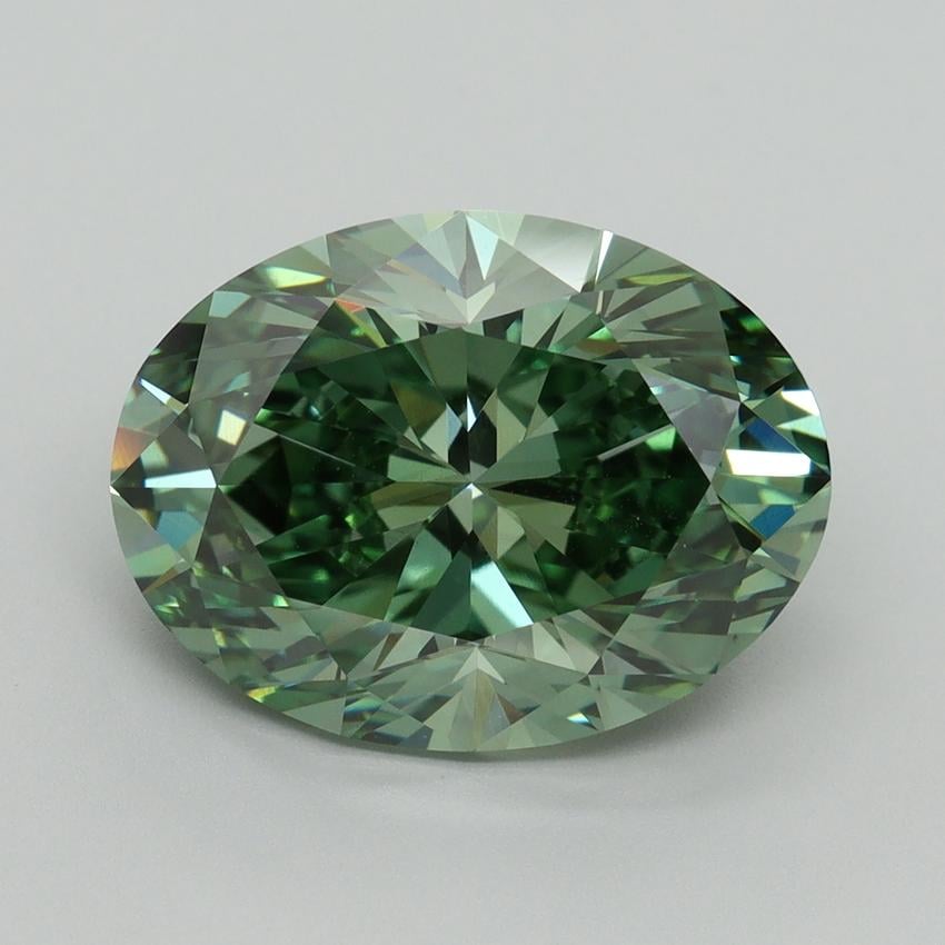 6.00 Ct. Fancy Vivid Green Oval Lab Grown Diamond