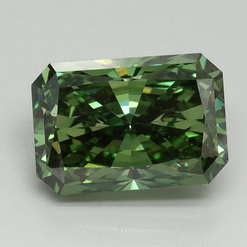 3.11 Ct. Fancy Vivid Green Radiant Lab Grown Diamond
