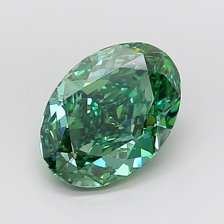 3.06 Ct. Fancy Vivid Green Oval Lab Grown Diamond