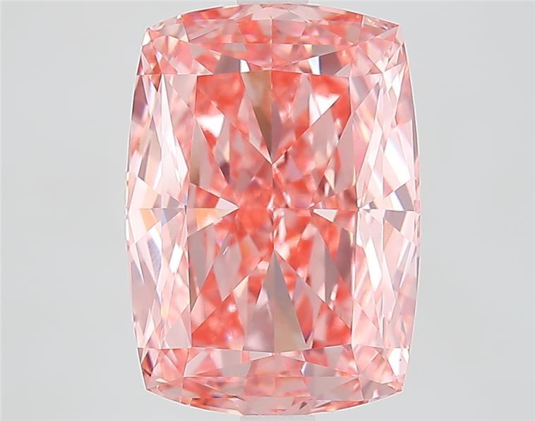 6.07 Ct. Fancy Vivid  Pink Cushion Lab Grown Diamond