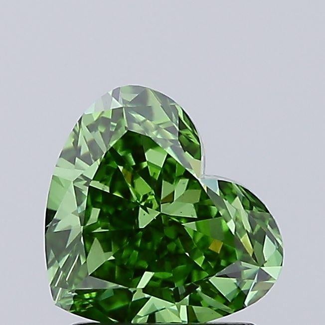 1.55 Ct. Fancy Vivid Green Heart Lab Grown Diamond