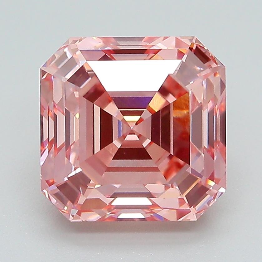 3.71 Ct. Fancy Vivid Pink Asscher Lab Grown Diamond