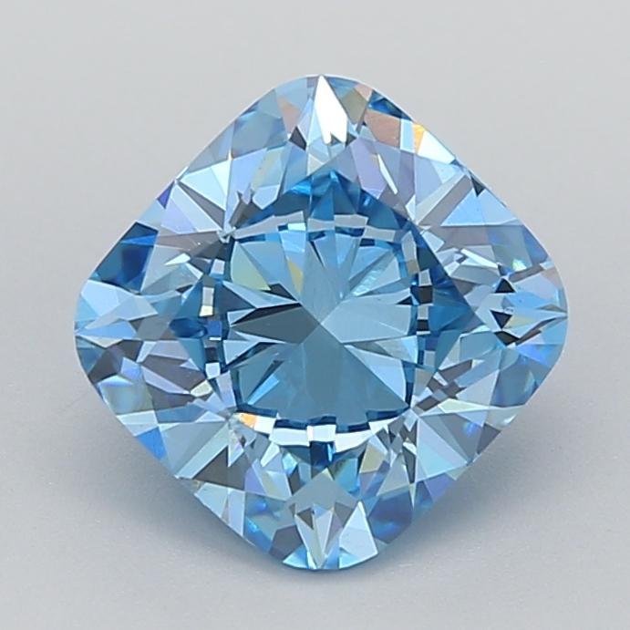 3.12 Ct. Fancy Vivid  Blue Cushion Lab Grown Diamond