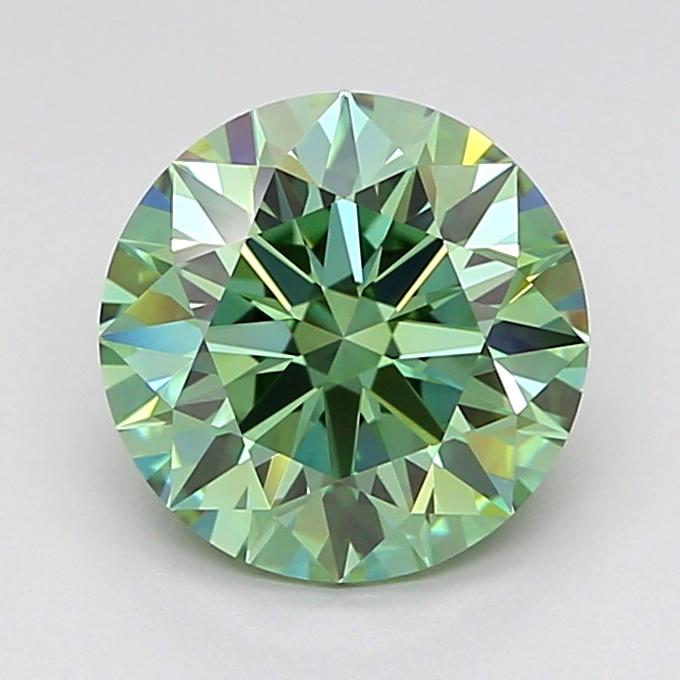 2.03 Ct. Fancy Vivid Green Round Lab Grown Diamond