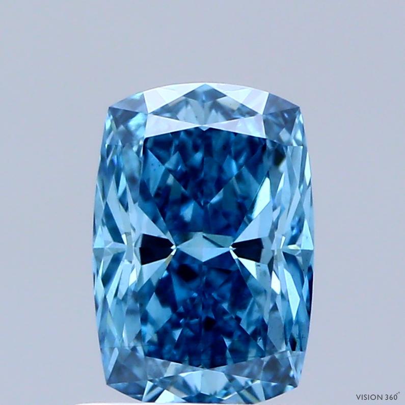 1.09 Ct. Fancy Vivid  Blue Cushion Lab Grown Diamond