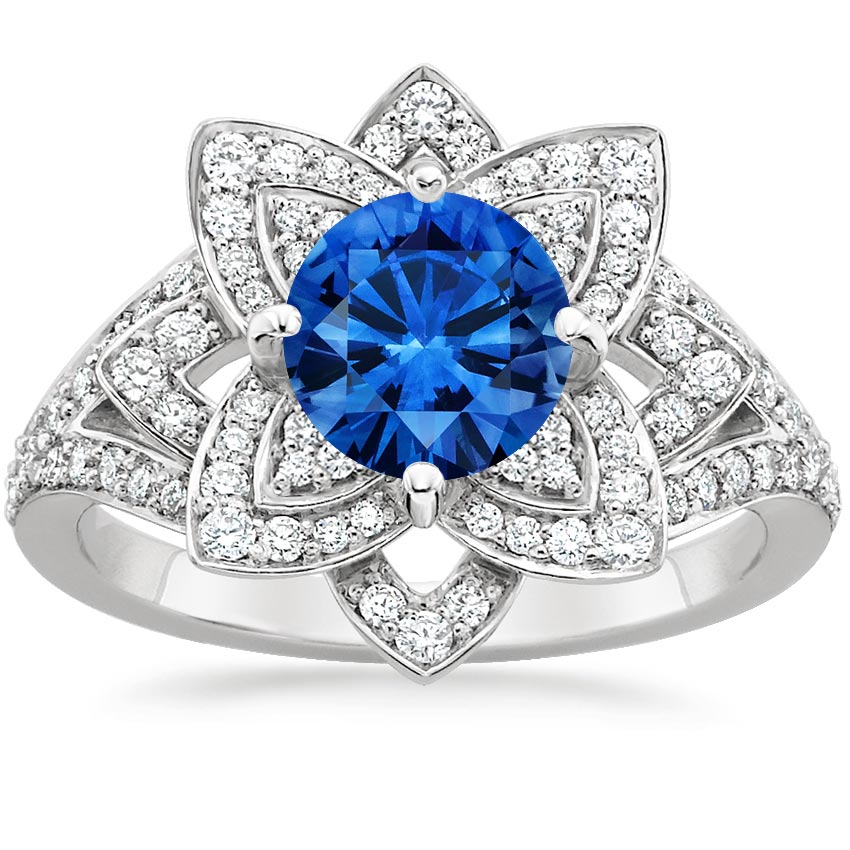 Sapphire Lily Diamond Ring (1/2 ct. tw.) in Platinum