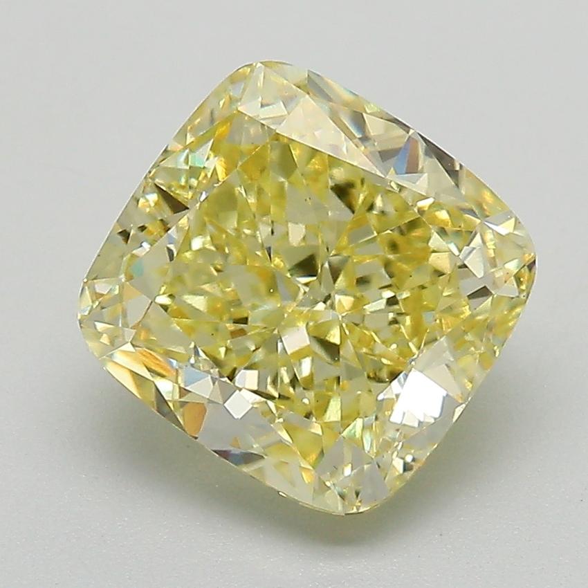 3.41 Ct. Fancy Intense Yellow Cushion Lab Grown Diamond