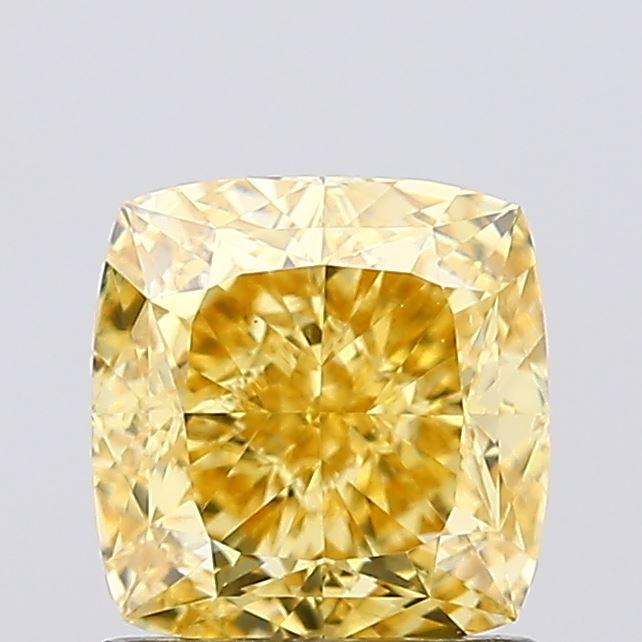 1.18 Ct. Fancy Vivid Yellow Cushion Lab Grown Diamond