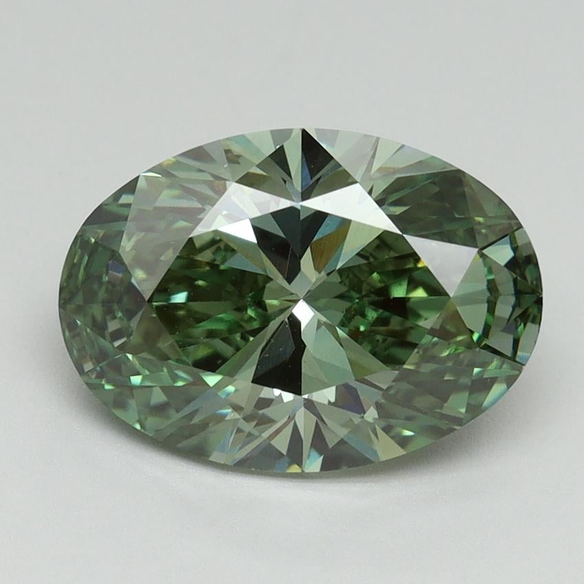 3.08 Ct. Fancy Vivid Green Oval Lab Grown Diamond