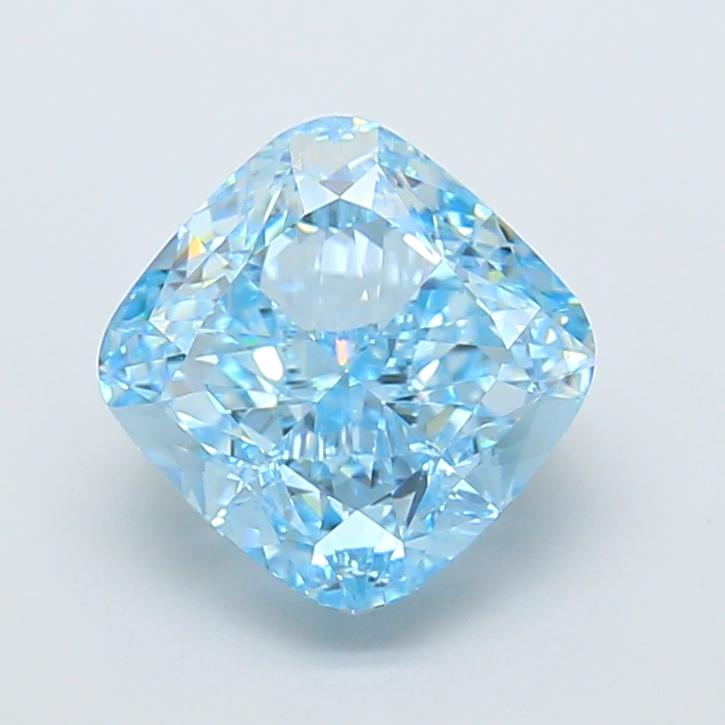 3.11 Ct. Fancy Vivid  Blue Cushion Lab Grown Diamond