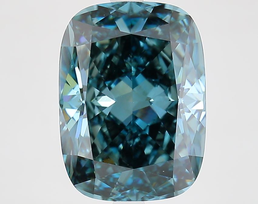 5.67 Ct. Fancy Deep Greenish Blue Cushion Lab Grown Diamond