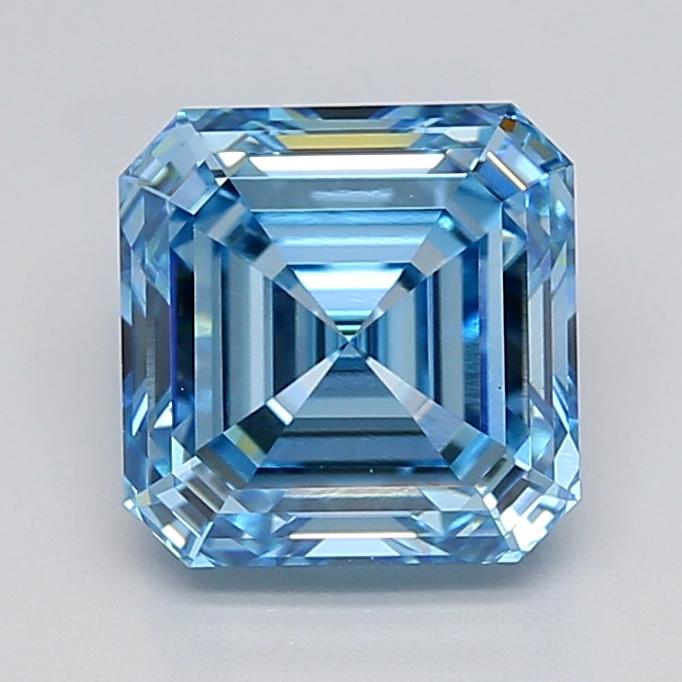 3.07 Ct. Fancy Vivid  Blue Asscher Lab Grown Diamond