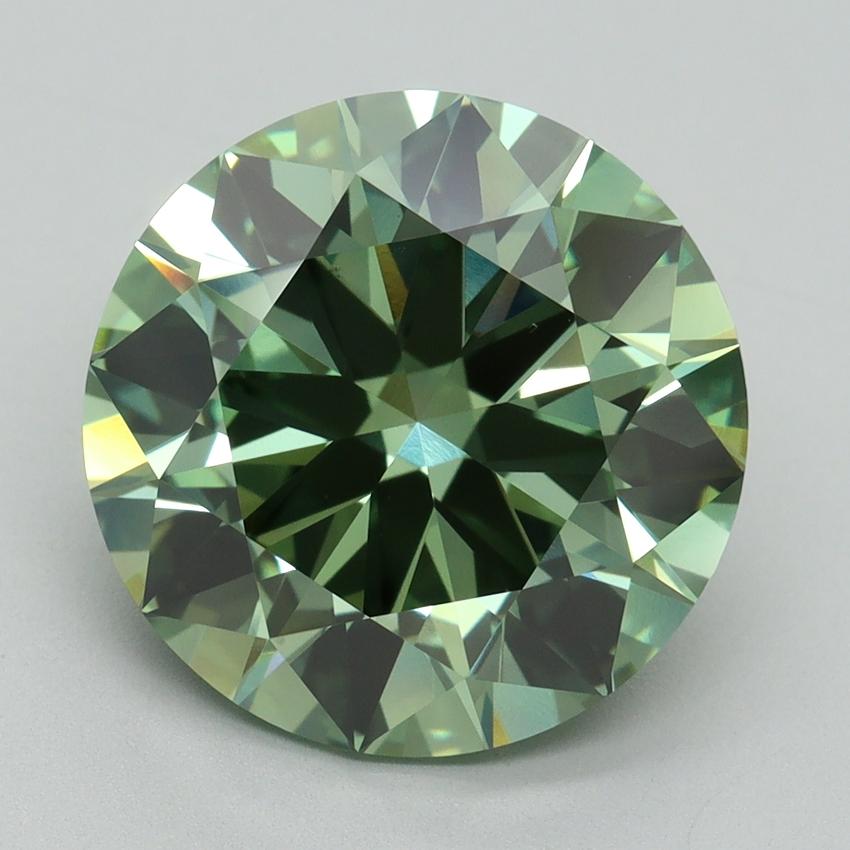 7.02 Ct. Fancy Vivid Green Round Lab Grown Diamond