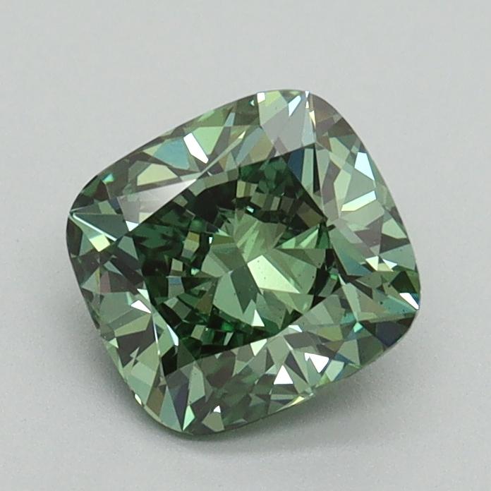 1.06 Ct. Fancy Vivid Green Cushion Lab Grown Diamond