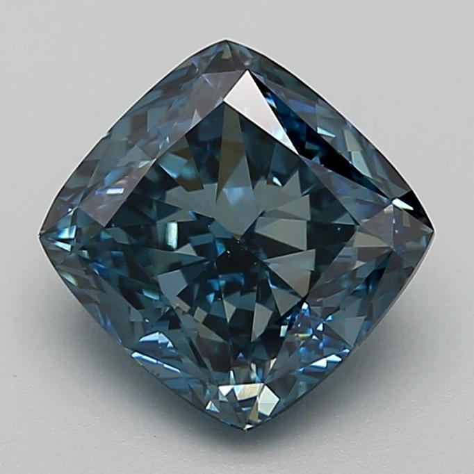 2.96 Ct. Fancy Vivid  Blue Cushion Lab Grown Diamond