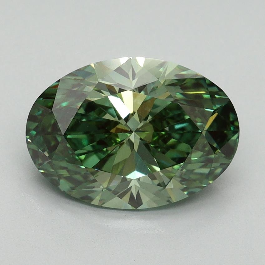 2.70 Ct. Fancy Vivid Green Oval Lab Grown Diamond
