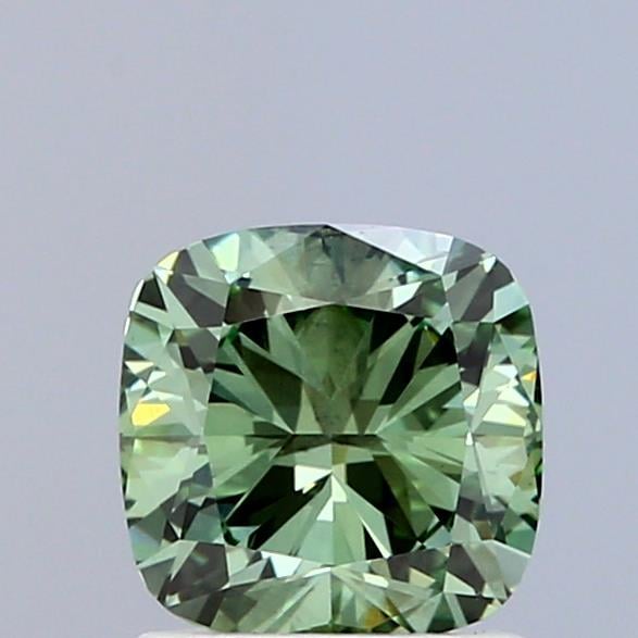 1.07 Ct. Fancy Vivid Green Cushion Lab Grown Diamond
