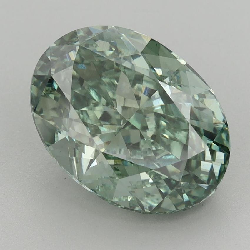 3.66 Ct. Fancy Vivid Green Oval Lab Grown Diamond