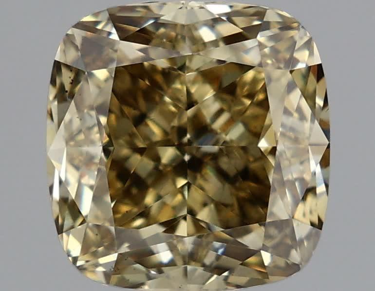2.70 Ct. Fancy Intense Greyish Yellow Cushion Lab Grown Diamond
