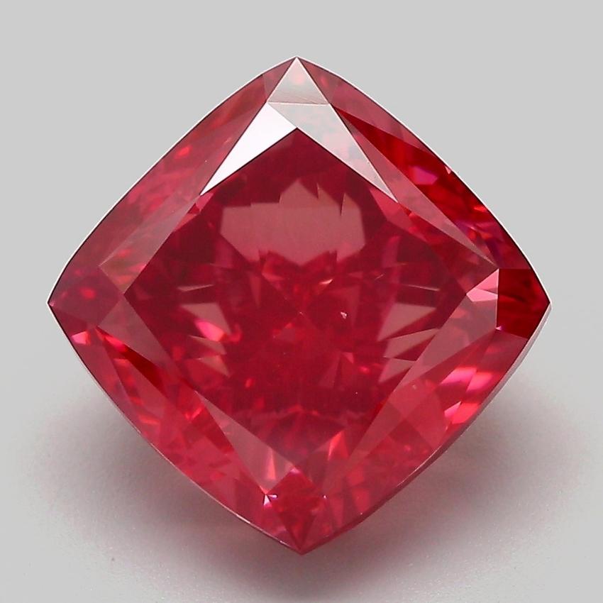 6.29 Ct. Fancy Vivid Pink Cushion Lab Grown Diamond