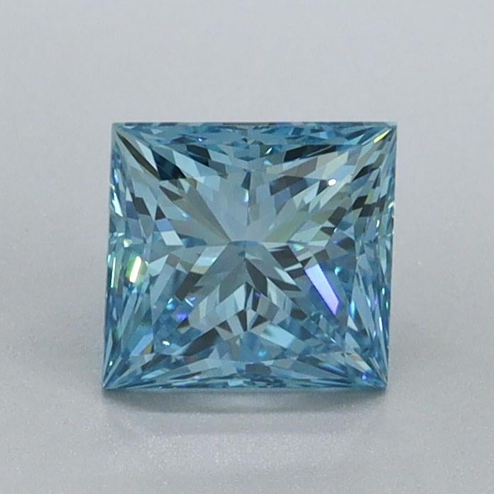 0.91 Ct. Fancy Vivid Malibu Blue Princess Lab Grown Diamond