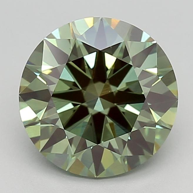 2.01 Ct. Fancy Vivid  Green Round Lab Grown Diamond
