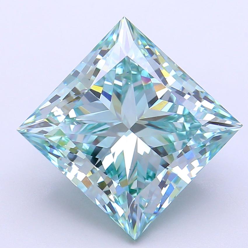 8.36 Ct. Fancy Intense Bluish Green Princess Lab Grown Diamond