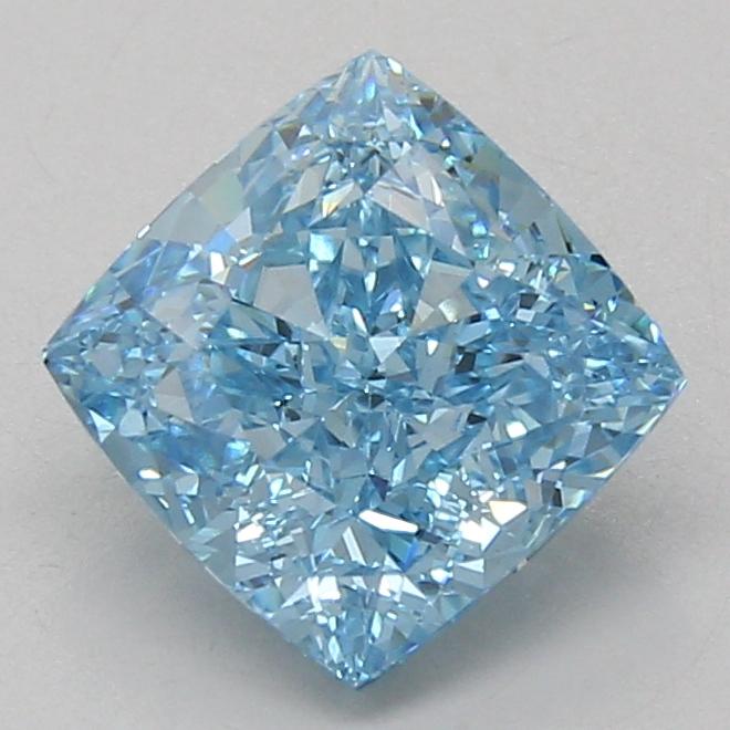 3.08 Ct. Fancy Vivid Blue Cushion Lab Grown Diamond
