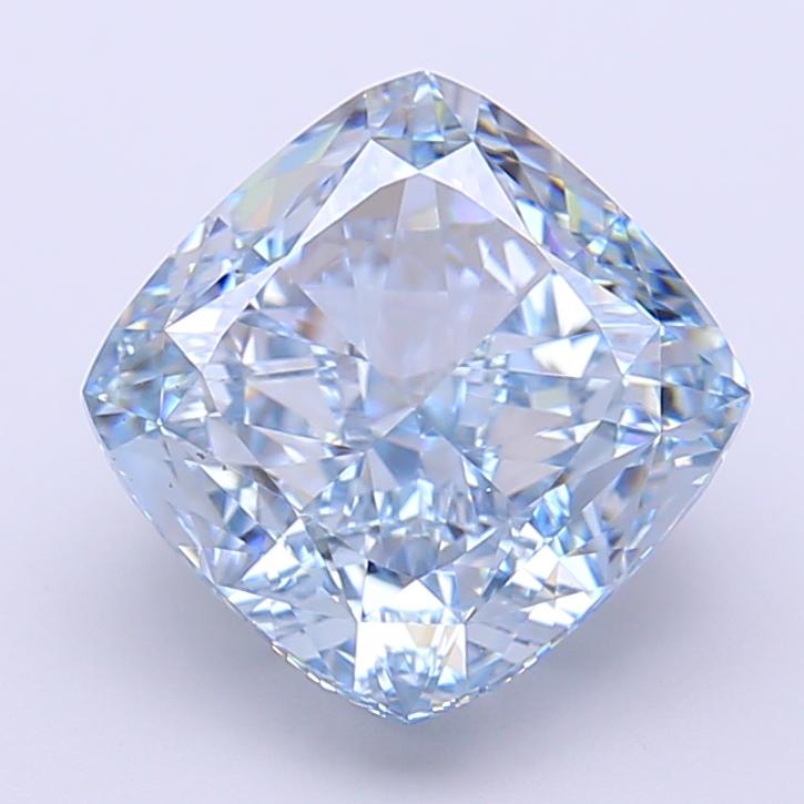 4.26 Ct. Fancy Intense  Blue Cushion Lab Grown Diamond