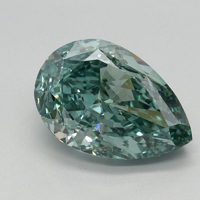 1.62 Ct. Fancy Vivid Bluish Green Pear Lab Grown Diamond