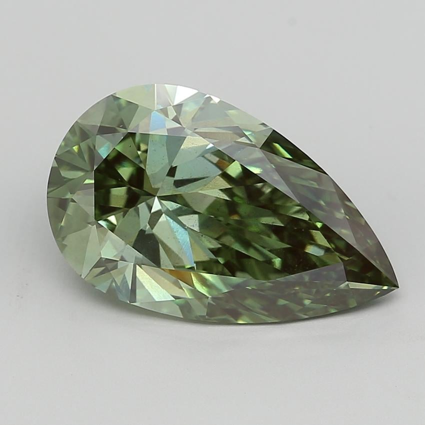 7.01 Ct. Fancy Vivid  Green Pear Lab Grown Diamond
