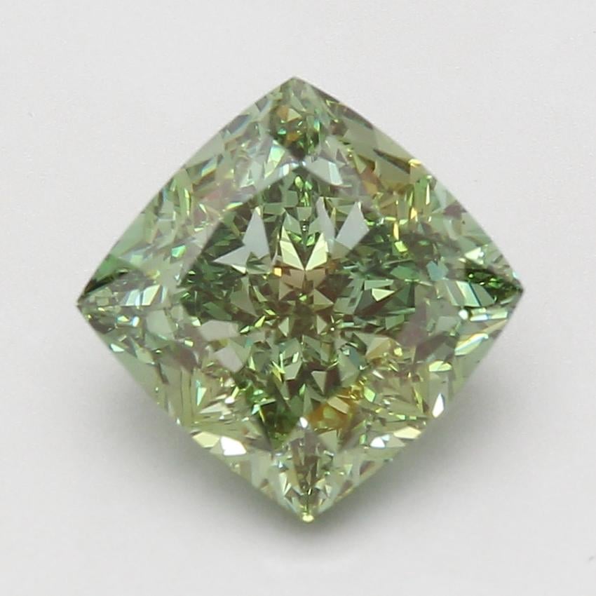 5.09 Ct. Fancy Vivid Green Cushion Lab Grown Diamond