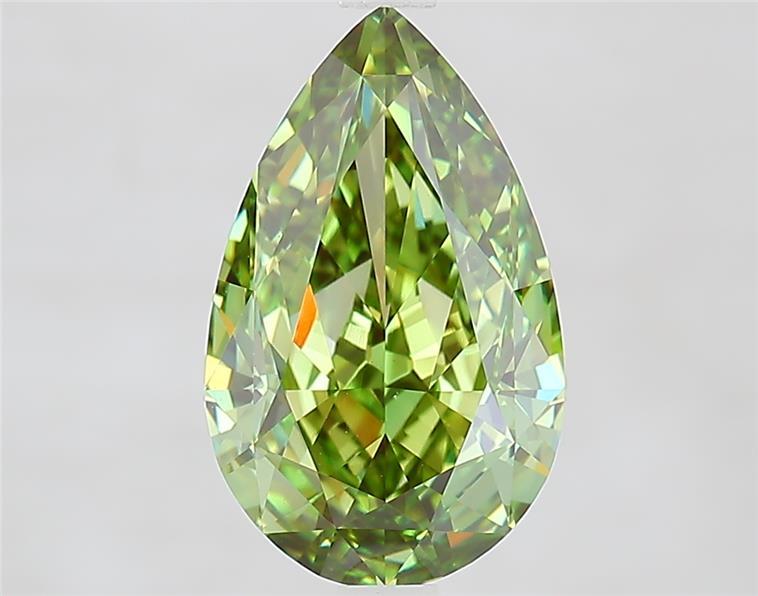 3.56 Ct. Fancy Vivid  Green Pear Lab Grown Diamond