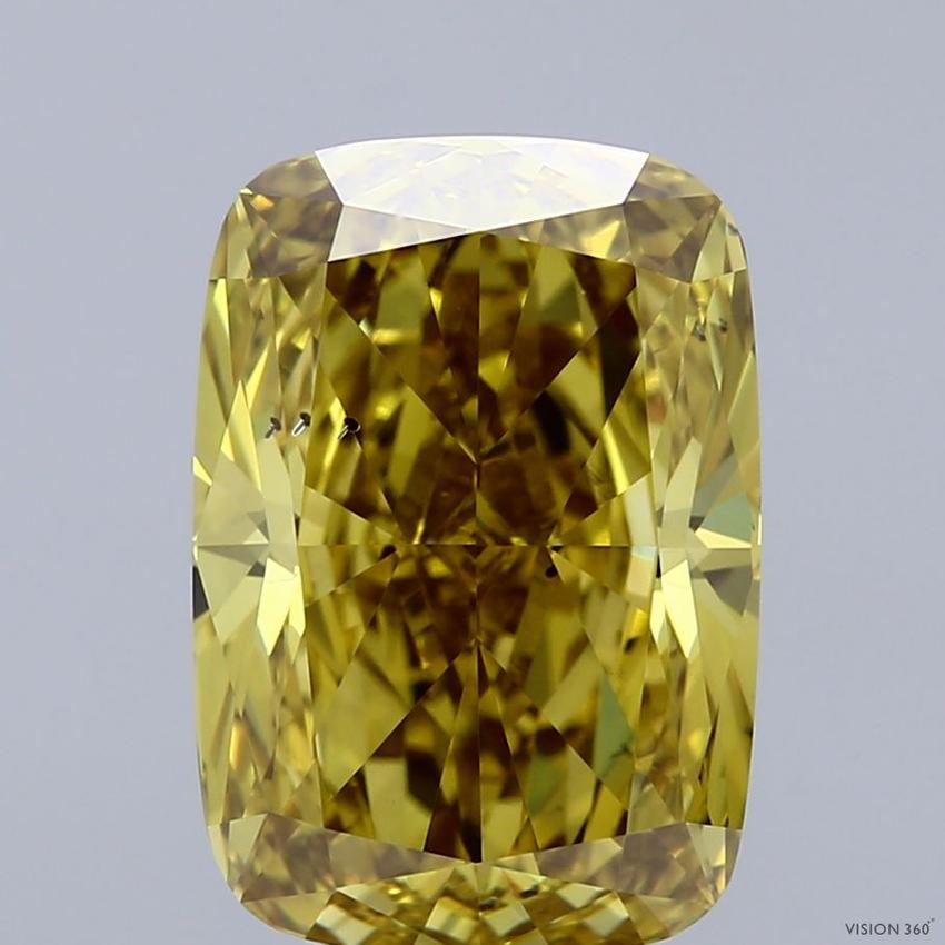 5.06 Ct. Fancy Vivid Yellow Cushion Lab Grown Diamond