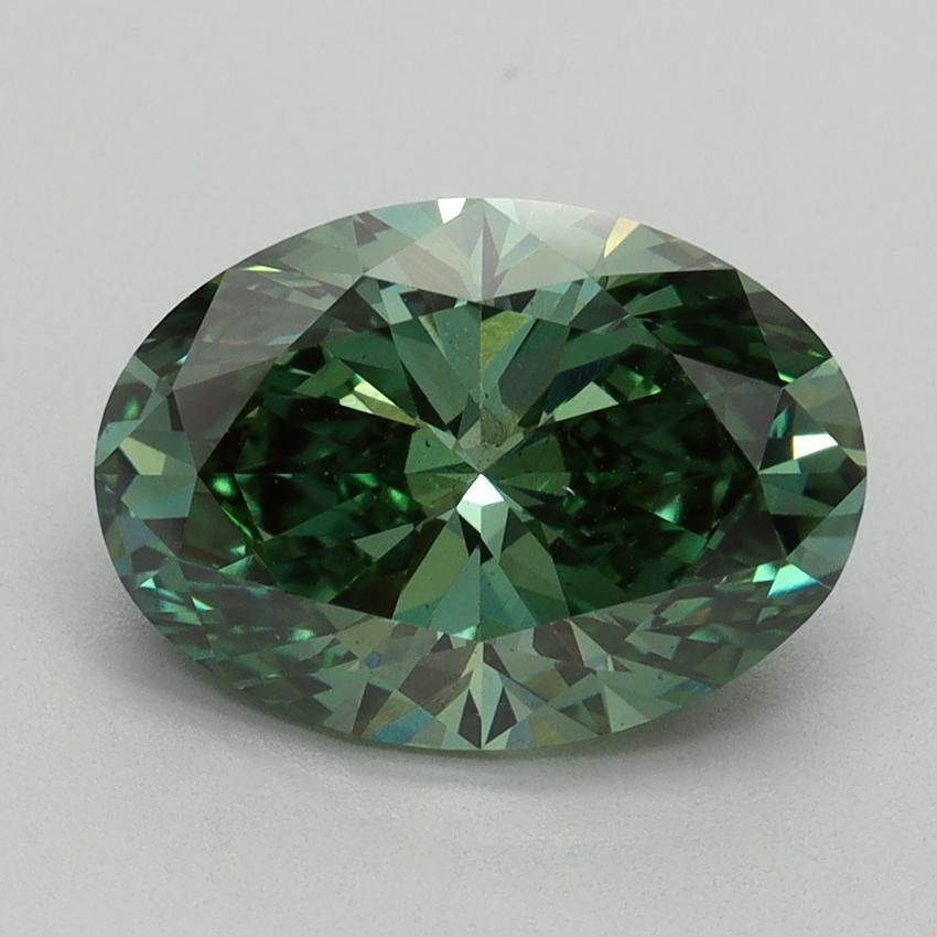 3.01 Ct. Fancy Vivid Green Oval Lab Grown Diamond