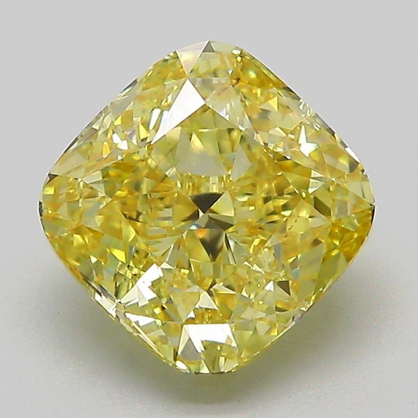 3.03 Ct. Fancy Intense Yellow Cushion Lab Grown Diamond