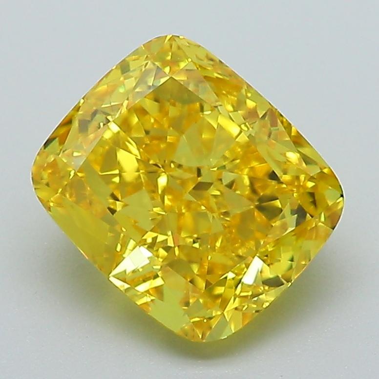 2.40 Ct. Fancy Vivid Yellow Cushion Lab Grown Diamond