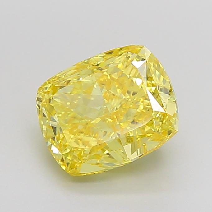4.51 Ct. Fancy Vivid Yellow Cushion Lab Grown Diamond