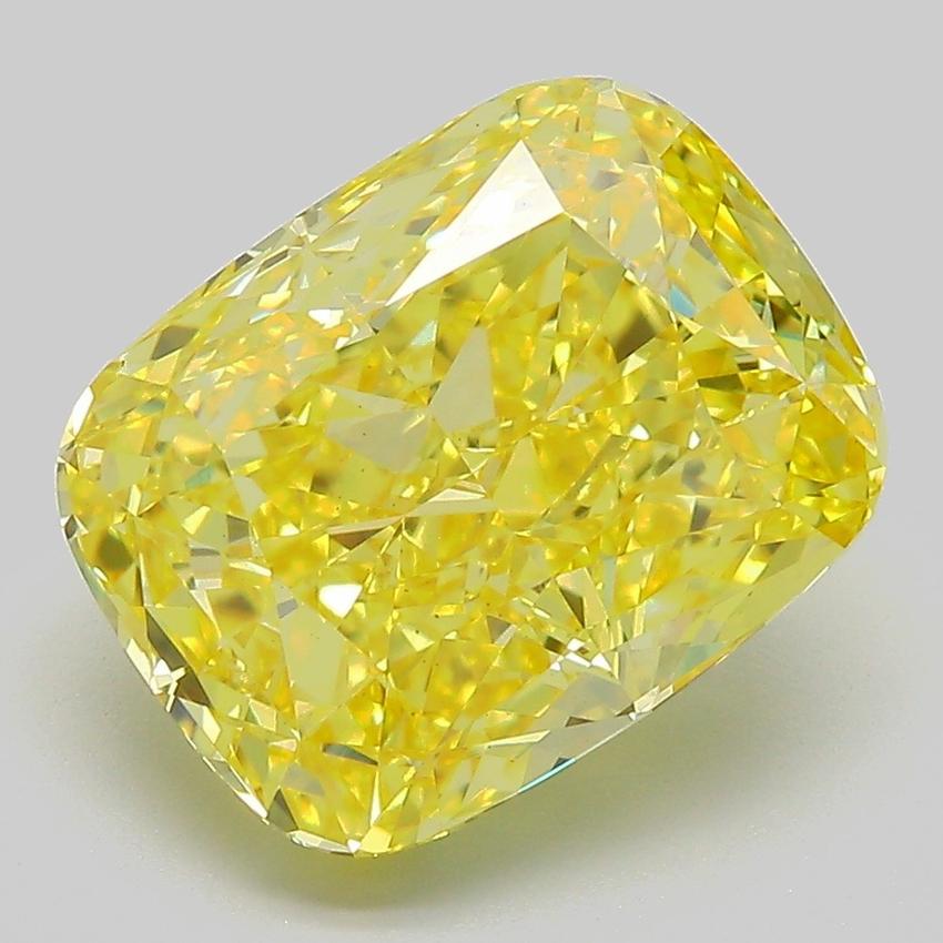 6.56 Ct. Fancy Vivid Yellow Cushion Lab Grown Diamond