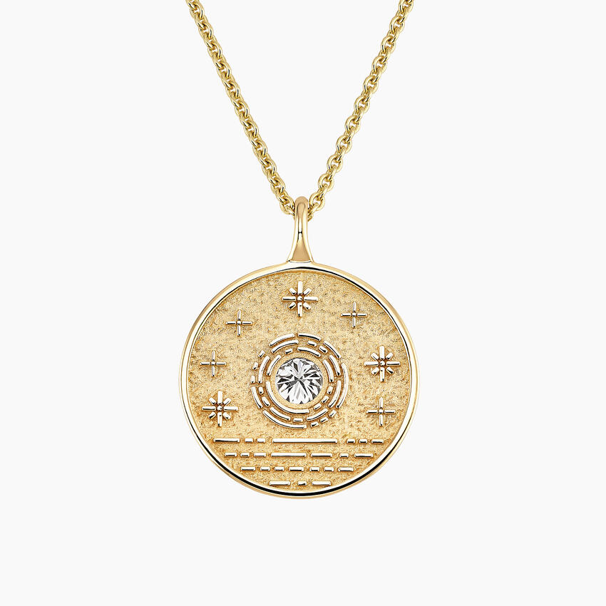 14K Yellow Gold Sun Lab Diamond Medallion Necklace (1/4 ct. tw.)