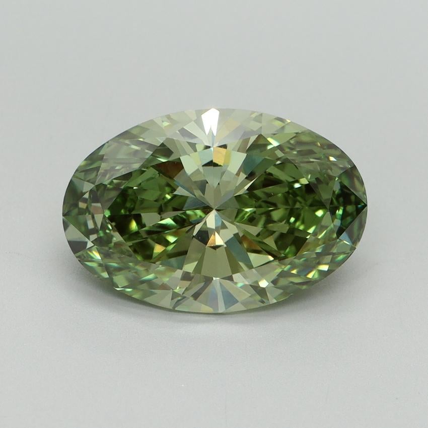 4.09 Ct. Fancy Vivid Green Oval Lab Grown Diamond