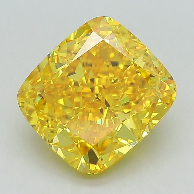 2.77 Ct. Fancy Vivid Yellow Cushion Lab Grown Diamond