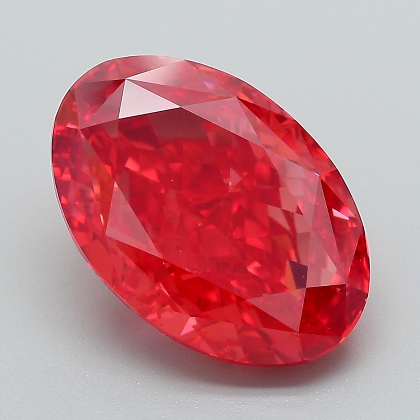 6.07 Ct. Fancy Vivid Red Oval Lab Grown Diamond