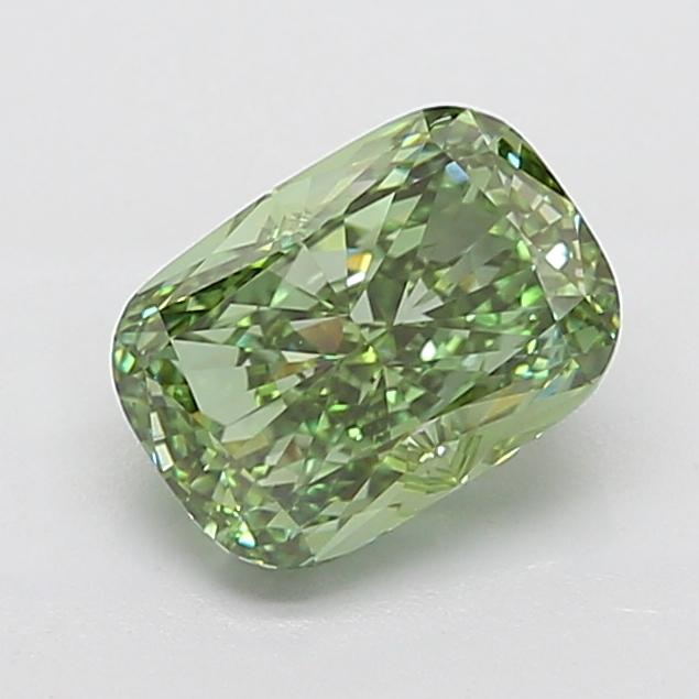 3.22 Ct. Fancy Vivid Green Cushion Lab Grown Diamond