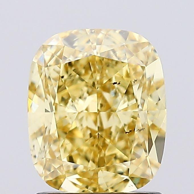 1.61 Ct. Fancy Vivid Yellow Cushion Lab Grown Diamond