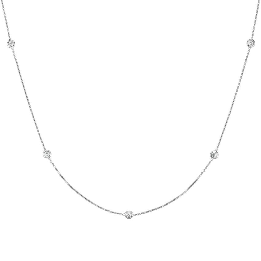 Bezel Diamond Strand Necklace (2/3 ct. tw) in 18K White Gold