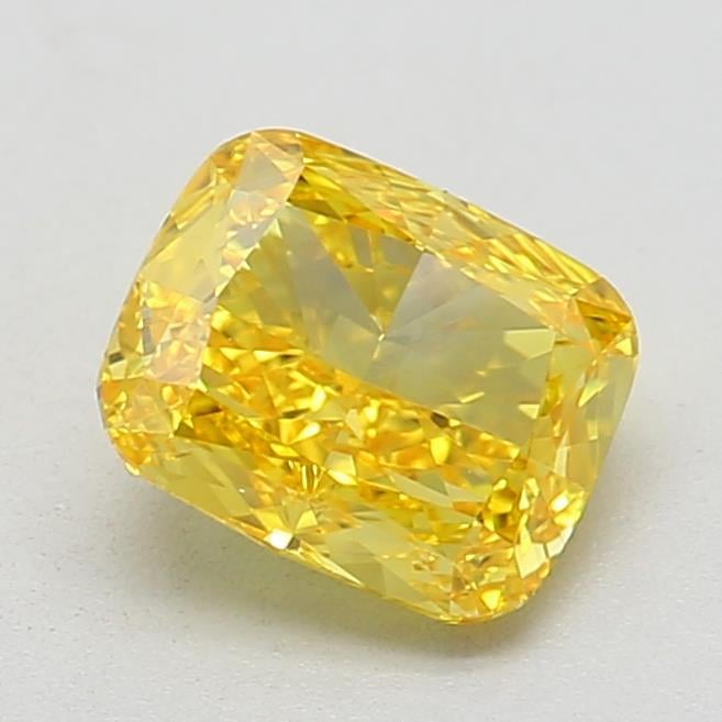 0.74 Ct. Fancy Vivid Yellow Cushion Lab Grown Diamond