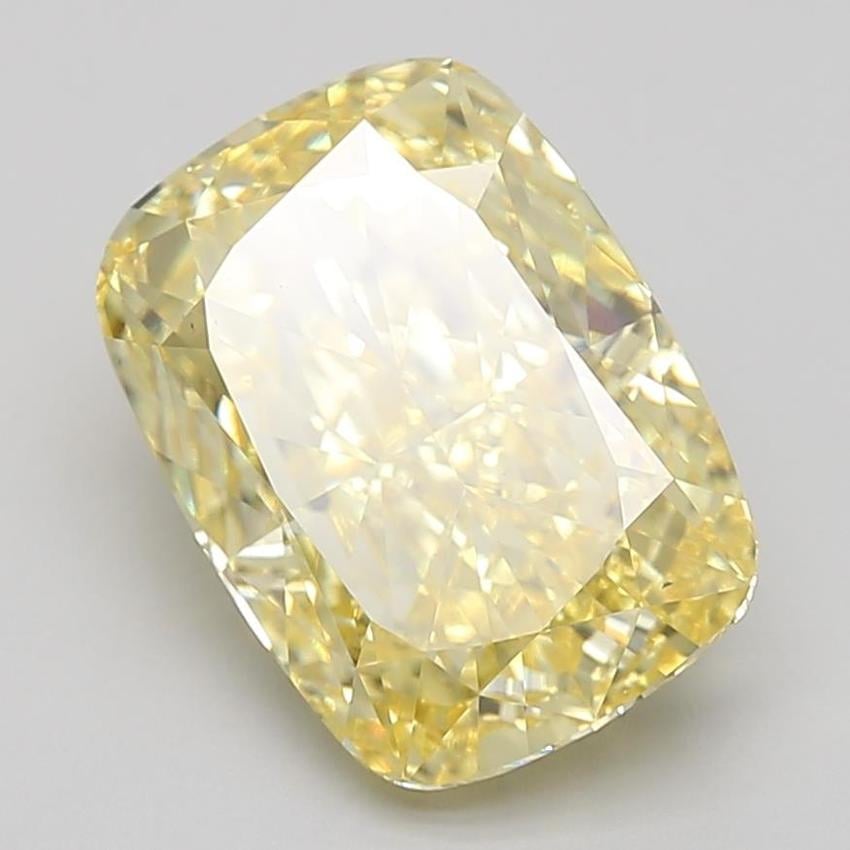 4.17 Ct. Fancy Vivid Yellow Cushion Lab Grown Diamond